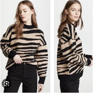 Anine Bing Cheyenne Zebra 100% Cashmere Sweater Size Small